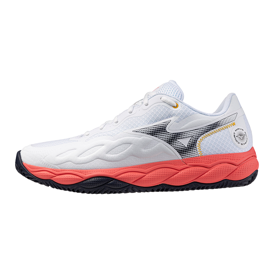 Mizuno WAVE ENFORCE COURT CC White/Baritone Blue/Calypso Coral
